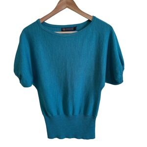 Outback Red Teal Merino Wool Blend Dolman Sleeve Knit Top Sweater XS